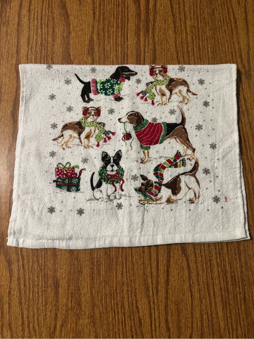 Christmas Dog Print Hand Towel